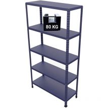 scaffale in metallo "ettore" blu a bullone con 5 piani, 100x40x187 cm portata 80 kg - grima