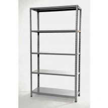 Grima - scaffale in metallo grigio in kit con 5 ripiani, 96x30x185 cm