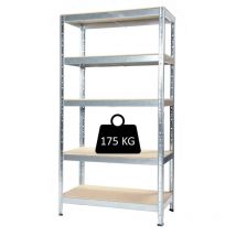 Grima - scaffale in metallo e legno 'joker' a bullone con 5 piani, 90x40x174 cm portata 175 kg