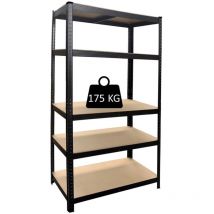 scaffale in metallo e legno con 5 ripiani, 90x40x180 cm portata 175 kg - grima