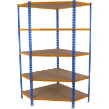 Simonrack - Scaffale in metallo Simon Rack senza viti colore blu/arancio/legno 5 ripiani 1800x900x500 mm Made in Spain