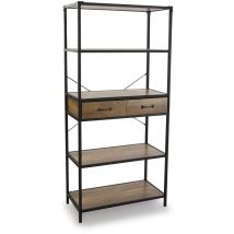 Rogal - Versa Shea Scaffale per Libri, Libreria industriale per Sala, Ufficio, Ingresso, con 4 ripiani e 2 cassetti, Misure (a x l x l) 174 x 80 x