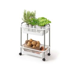 Lgvshopping - Metaltex Scaffale Con 2 Cesti Oslo2 In Plastica 41x26x52 Cm Cestini Bianchi