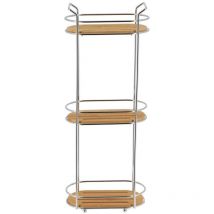 Tendance - Scaffale ovale in filo metallico a 3 livelli in bambù - cromo bambù