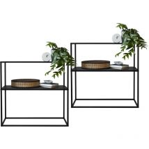 Set 2 Scaffali per Piante Fiori Supporto Portavasi 2 Ripiani in Metallo Nero Resistente 80x26x80 cm Fioriera Livelli Multifunzionale Espositore per
