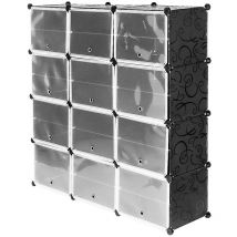 Haloyo - Scaffale Portaoggetti Modulare,Armadio,Scarpiera Salva Spazio in Plastica,12 Cubi 126x32x127cm