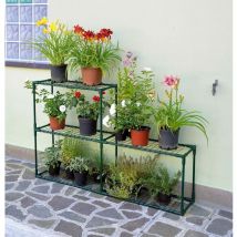 Scaffale Portapiante a Ripiani 142x30x98 cm in Acciaio Rama Verde