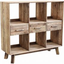 Homeness - Scaffaletto in legno di pino con 6 scomparti e 3 cassetti Linea Classic