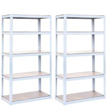 Scaffali Metallici 150x75x30 Cm Bianchi 5 Ripiani