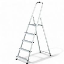 Scala domestica professionale in alluminio a tre gradini portata 120kg ideale per uso domestico e professionale robusta e leggera - 5 gradini