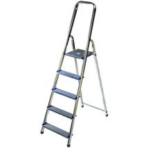 Scala in alluminio k100 d.lgs.81/08 - 5 gradini cm.49x10x181h (106h pedana) kg.4