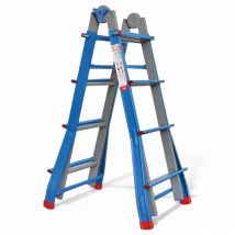 Scala multiuso in alluminio con gradini richiudibile versatile resistente per lavori interni ed esterni casa ufficio officina - 4+4 gradini