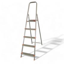 Scala professionale in alluminio portata 150 kg con gradini antiscivolo ideale per uso domestico e lavori edilizia - 4 gradini