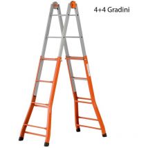 Scala telescopica acciaio 4+4 gradini H.376 cm