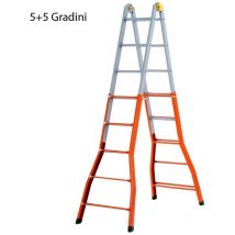 Scala telescopica acciaio 5+5 gradini H.481 cm