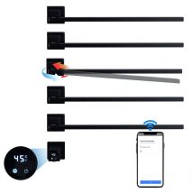 Scaldasalviette Elettrico WiFi Intelligente Scaldasalviette con Timer, 45-60°C 93W Portasciugamani Elettrico Riscaldato Nero Rotazione di 180° Scalda