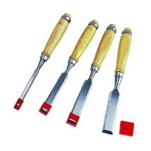 Star - Grupa Topex Scalpelli Per Legno Serie 4 Pz Manico In Legno Misure 6-12-18-24 Mm