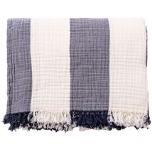Couverture rayée 140x190cm 100% coton 240GSM marine Méditerranée Accueil - Scalpers