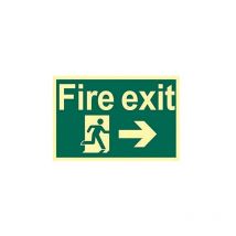 Fire Exit Running Man Arrow Right - Photoluminescent 300 x 200mm SCA1581