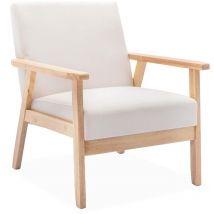 Alice's Garden - Scandi-style wood frame upholstered armchair, Isak, Cream, 64x69.5x73 cm