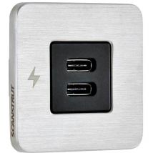 Scanstrut - tile - Toma de carga usb-c doble con embellecedor en acero, para interiores , para autocaravana, camper
