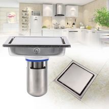 Scarico per doccia in acciaio inossidabile 304 con sifone antiodore - Scarico a pavimento di qualità per bagno, cucina, wc - Dimensioni 110 x 110 mm