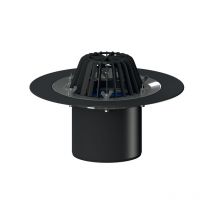 Scarico terrazzi DN160, griglia plastica raccoglifoglie, sistema di fissaggio per impermeabilizzazione