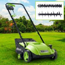Scarificateur électrique 1500W 32cm 35 l 2en1 aérateur et démousseur pelouse un réglage central 4 étapes, ergonomique - de Brast