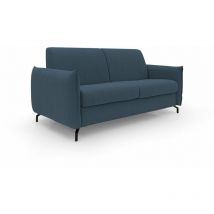 Divani.store - Scarlet Canapé lit convertible en tissu coton mixte imperméable T19 215 cm (mat.160x197) bleu