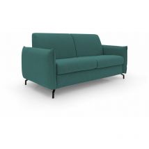 Divani.store - Scarlet Canapé lit convertible en tissu coton mixte imperméable T19 215 cm (mat.160x197) bleu canard