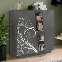 Montefioredesign - Scarpiera 2 ante linea Virgola finitura Ardesia con serigrafia