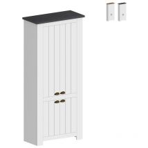 Web Furniture - Meuble à chaussures 4 portes 84x42x200cm blanc classique Hillrose - Noir