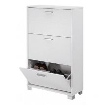 scarpiera bianca con 3 ante, 70x29x118 cm