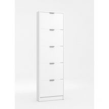 Scarpiera bianca con 5 ante, 58x18x192 cm