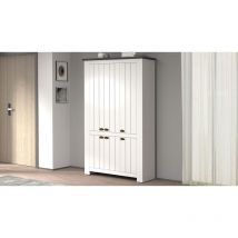 Giordanoshop - Scarpiera 6 Ante 114x42x200 cm Figo 6A Bianco Opaco/Report Grigio