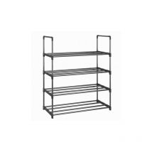 DK - Scarpiera 4 Ripiani/6 Ripiani Organizzatore di Scarpe in Metallo Deposito per Scarpe Impilabile per Soggiorno Corridoio Ingresso, Nero 4 Ripiani