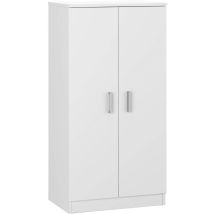 Scarpiera A Due Ante, Mobile Ausiliario, Modello Base, Finitura Bianco Lucido, Misure: 55 Cm (larghezza) X 108 Cm (altezza) X 36 Cm (profondità) - 