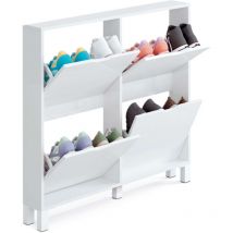 Scarpiera Kay, truciolato e melamina ad alta densità, bianco lucido, 98 x 97 x 17