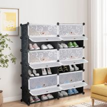 Scarpiera Salvaspazio,con Sportello,Stile Moderno,90x36x105cm,Nero