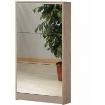 Scarpiera olmo con 3 ante a specchio, 62x114x18 cm
