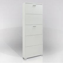 Scarpiera bianco fiammato con 5 ante, 70x190x18 cm