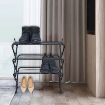 Scarpiera Richiudibile Fresta in Metallo 4 Ripiani 58,5x23,5x58,5 cm Scaffale
