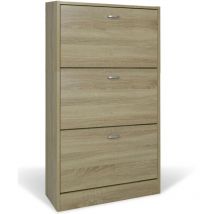 Scarpiera Salvaspazio da Ingresso 3 Ante Mobile Porta Scarpe Design Moderno in Legno Rovere 63x24x115 - brown
