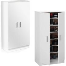 Scarpiera Salvaspazio Ingresso in Legno Bianco 2 Ante 6 Ripiani - 55x36x109