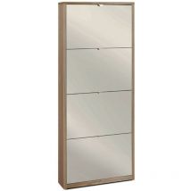 Scarpiera 4 Ante Specchio P18 Kit Noce Stelvio Specchio Naturale 154X63X18 Cm