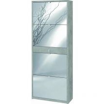 Scarpiera 4 ante 1 cassetto middle e specchio 164 x 63 x 29 cm Cemento