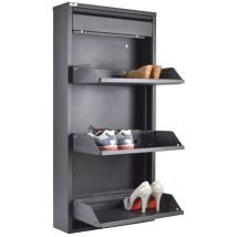 Scarpiera Slim Originale, 9 paia di scarpe, con cassetto, Col. Nero