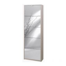 Zapatero compacto que ahorra espacio con cinco puertas de espejo Elm Light 63x29x h190 cm
