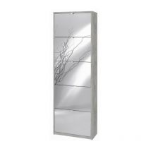 Platzsparendes schmales Schuhregal mit fünf Spiegeltüren Beton Cemento 63x29x H190 cm