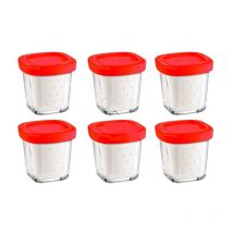 Scatola di 6 vasetti di yogurt in vetro con coperchio e sgocciolatoio - SEB 255109